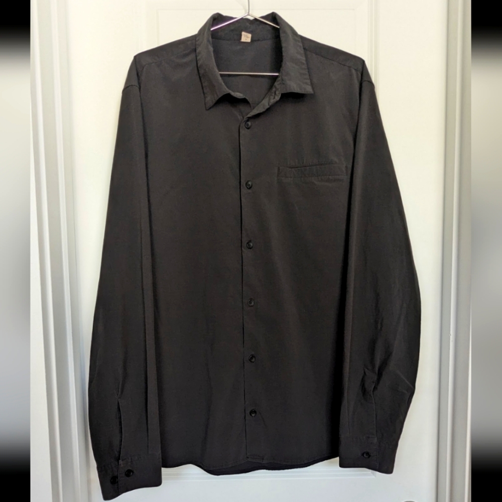 Lululemon Shirt Mens XLarge Black Button Up Long Sleeve Performance Stretch Logo